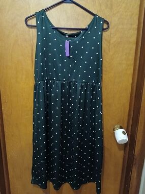 Polka Dot Midi Dress - Dark Green